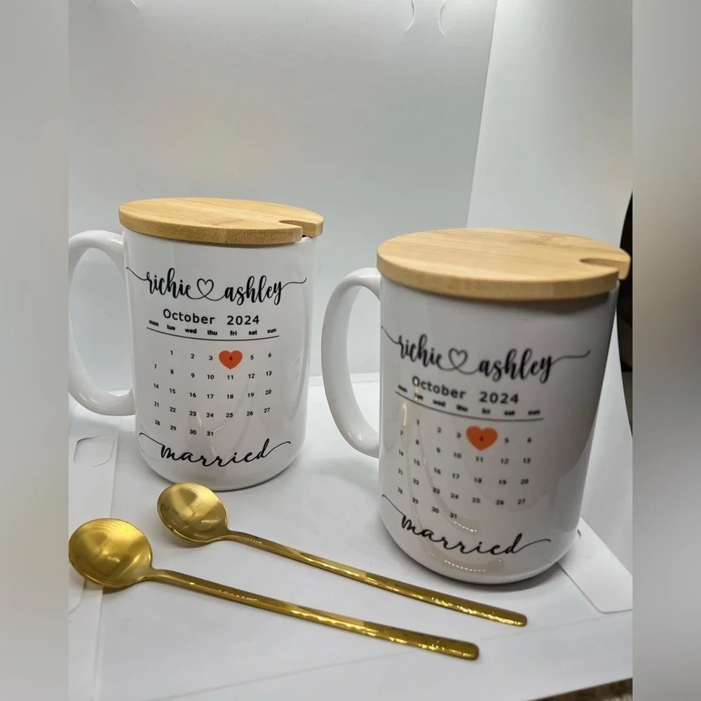 Personalized Wedding Mug, Newlywed Couple Gift, Custom Mug Set